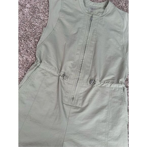 Calia Women’s XXS Unbleached Soft Utility Beach Romper Utility Green Zip Front - Picture 11 of 11